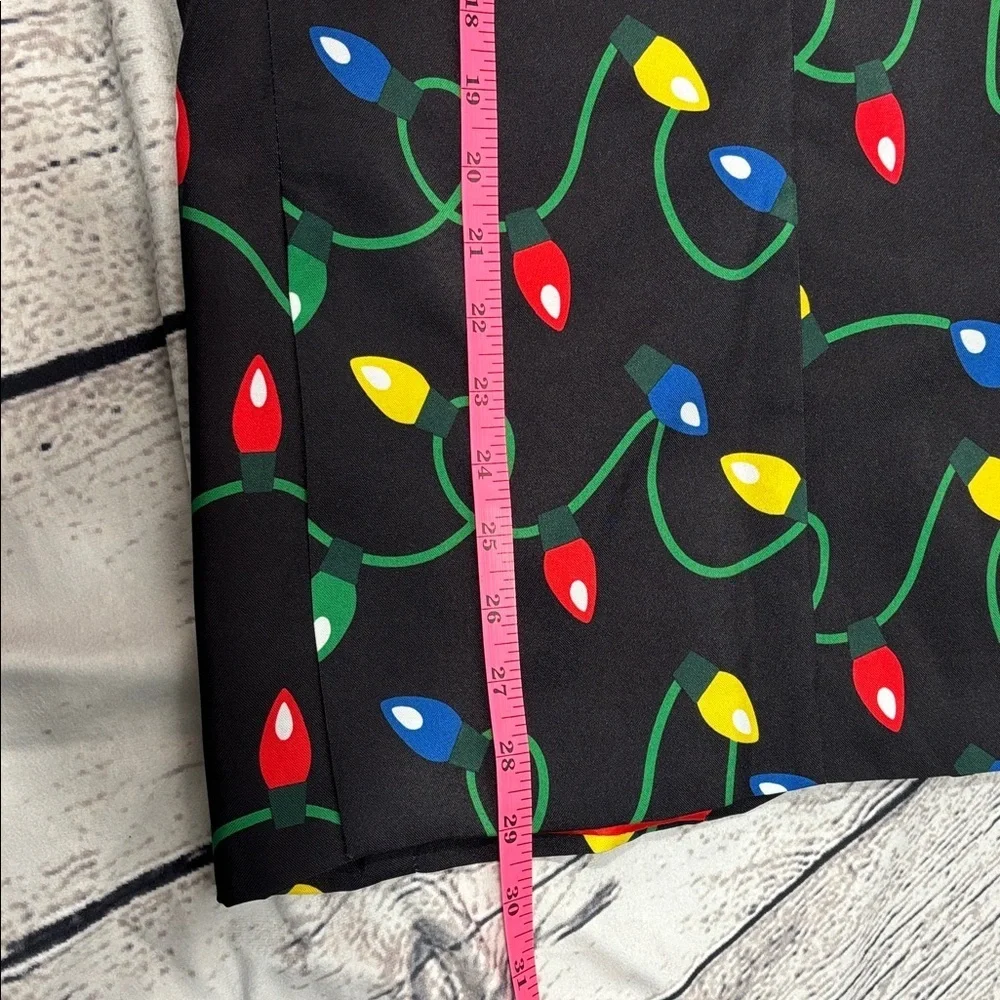 Festive Black Blazer with Holiday Lights